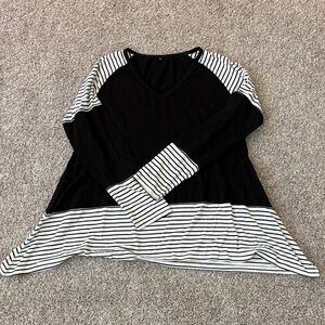 Black and White Striped Women's Top